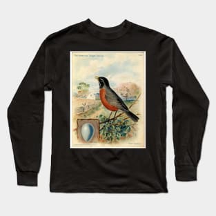 Red Robin, Vintage print, Circa 1800-1900 Long Sleeve T-Shirt